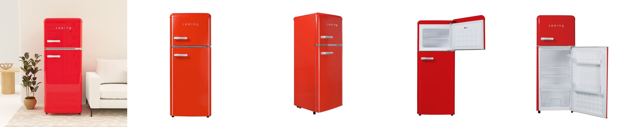 쿠잉 레트로 소형냉장고 REF-D121 레드 미니 원룸 사무실 신혼 슬림