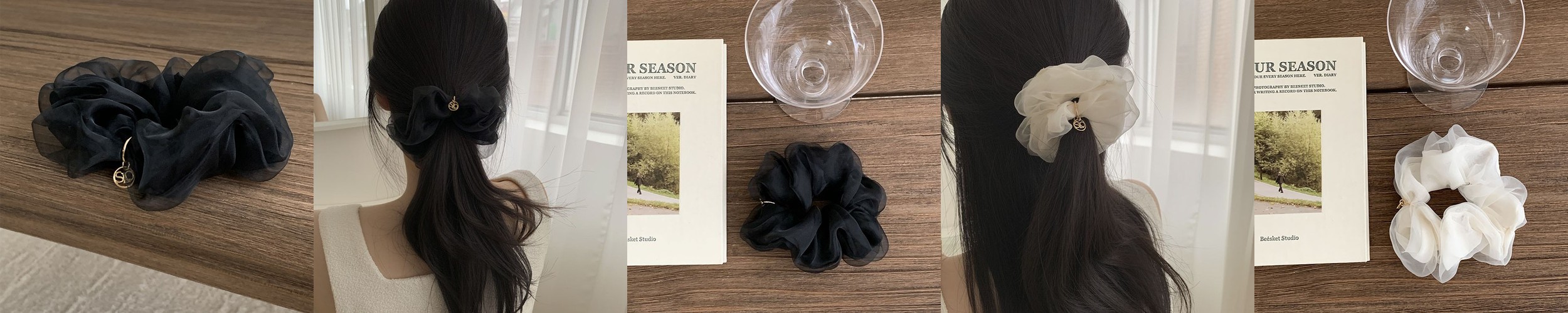 빅 풍성 새틴 스크런치 헤어 슈슈 곱창 밴드