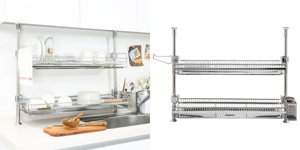 [N단독]스텐304 연마제없고 물이 잘 흐르는 두뼘 물빠짐 풀세트 식기건조대2단