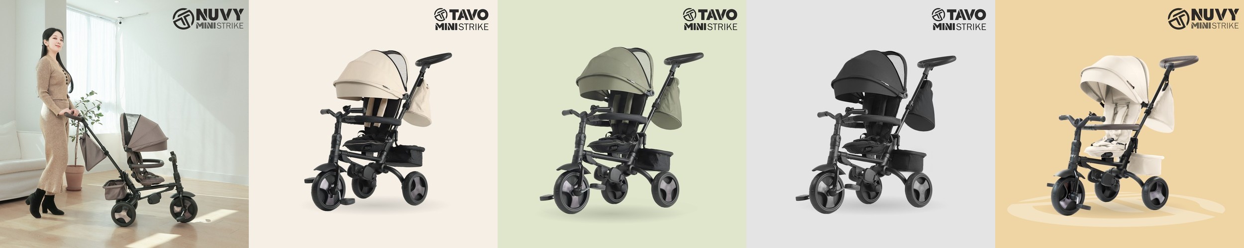 NUVY 미니스트라이크 유모차자전거 등하원 트라이크 경차수납 슬림폴딩 유모카