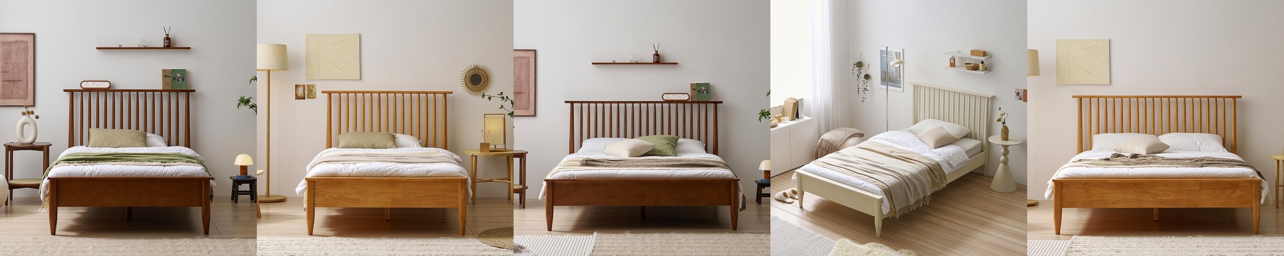 마티니 평상형 고무나무 원목 침대 프레임 SS