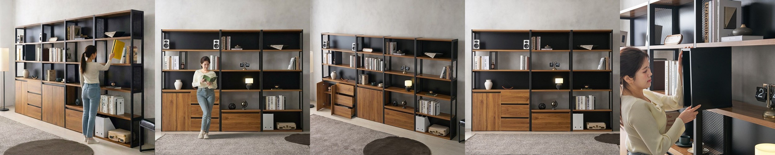 일상드로우 틈새 미니 책장 이동식 낮은 책장 슬림 수납 조립식 338x222x1102mm, 3단, 투명