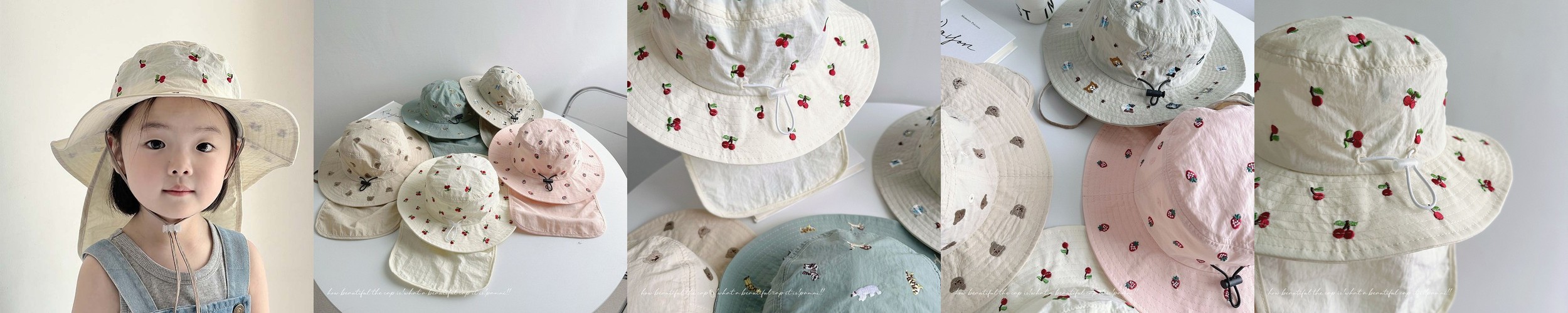 스플래쉬어바웃 유아플랩캡 스트로베리필드 자외선차단 수영모자