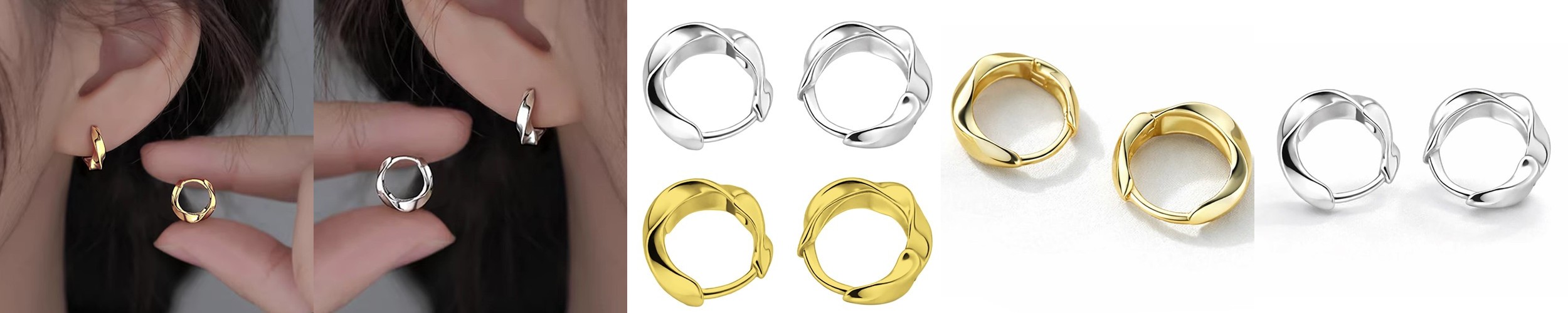 S925 실버침 꼬임 미니 원터치 링귀걸이 골드 실버 아르제아