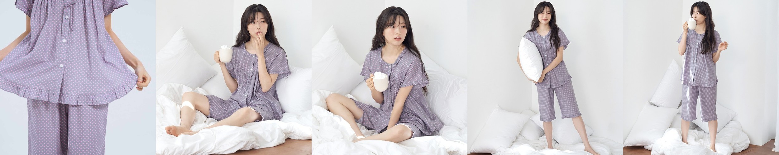 네이비ST 반팔 여름 빅사이즈 순면 여성 잠옷 홈웨어 세트