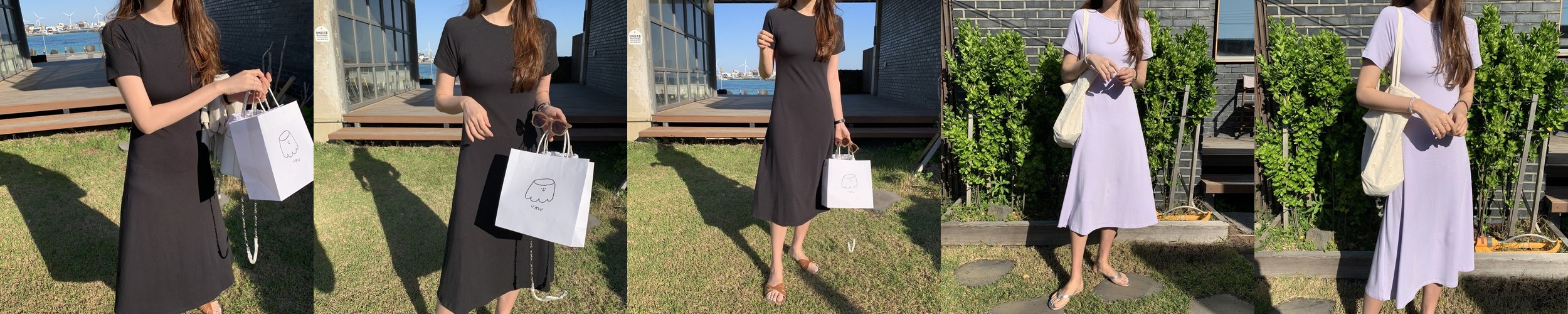 블러썸 도트 패턴 봄 여름 반팔 여리핏 브이넥 셔링 빅사이즈 휴양지 하객룩 롱원피스