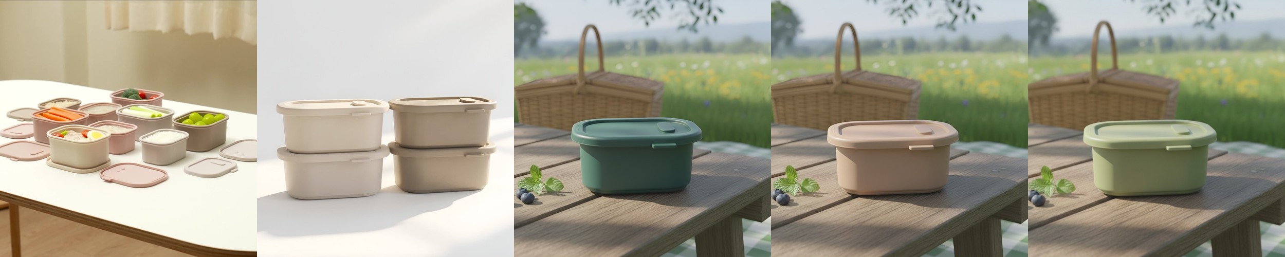 [N단독구성]이유식 고민하는 육아맘을 위한 이유식큐브 튼튼이 웨이브킵 2종 8P 세트 3칸 나눔용기 1700ml 4P + 290ml 4P