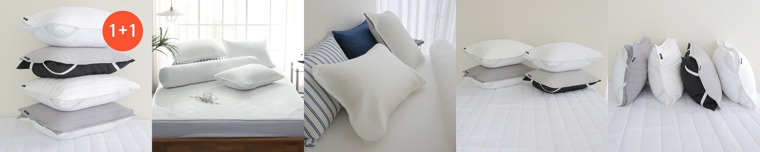 포니홈 1+1 순면 베개커버 2장 호텔 60수 코튼워싱 여행용 자루형 베겟커버 덮개 40×60