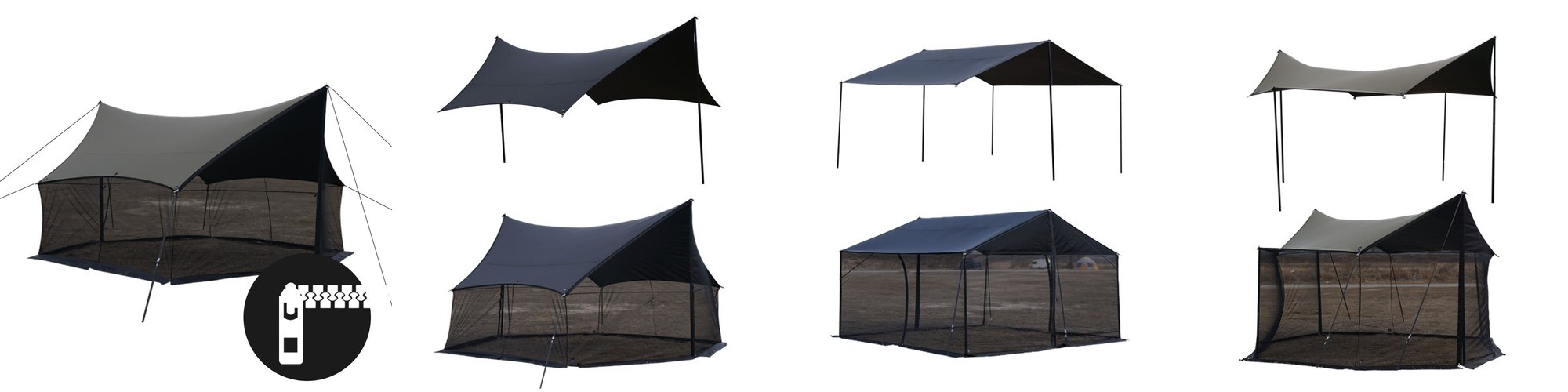 블루폴 하버 윈드스크린 캠핑 타프 사이드월 바람막이 자립형 사이트 가림막 720x160cm