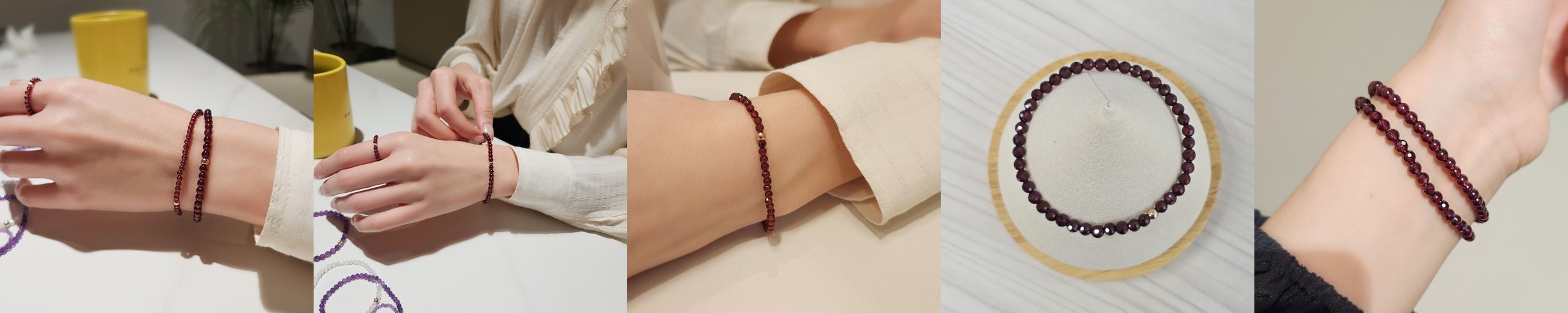 1월 탄생석 가넷팔찌 원석 천연석 오행팔찌