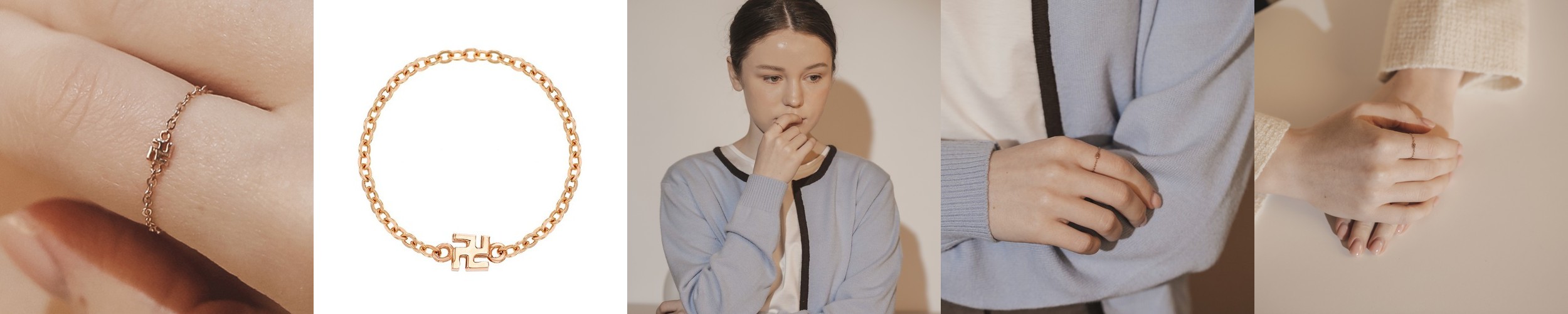 14K 만자 반지 불교 절 체인 금반지