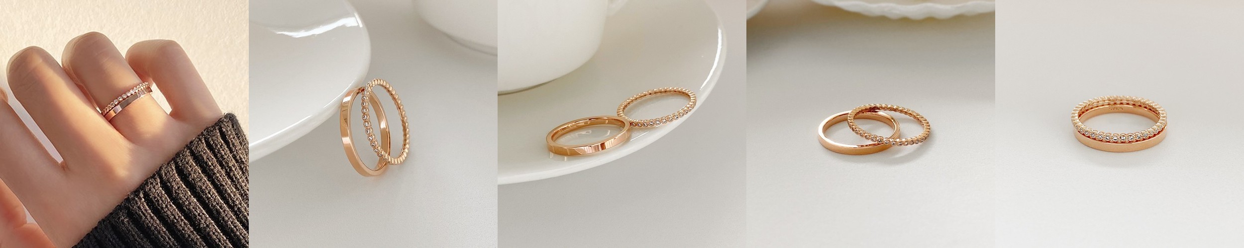 거창유기 수공예 주얼리 금 쌍 엥게이지링 커플 우정 모녀 반지 가락지 5mm