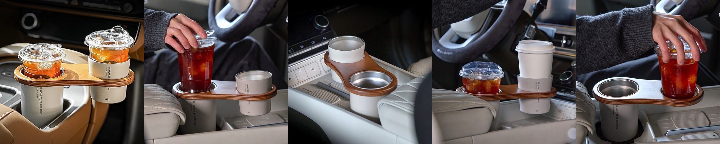 엠노블 차량용 가죽 컵홀더 트레이 사이드포켓 차량 틈새 자동차 컵 홀더 카니발 쏘렌토 호환