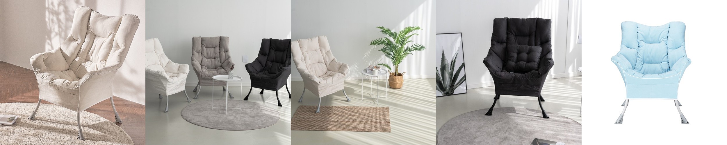 NEW 폴리몰리 LT201 그랜드 1인용 대형 빈백 소파 스판 안락 의자 쿠션 스톤베이지