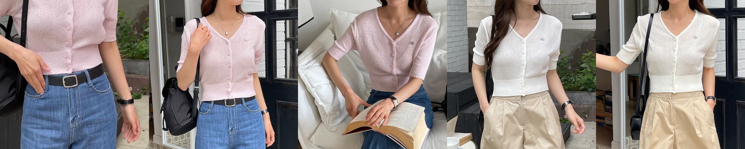 [올데이] 로엠 라운드넥 케이블 반팔 가디건 RMCKF25R98