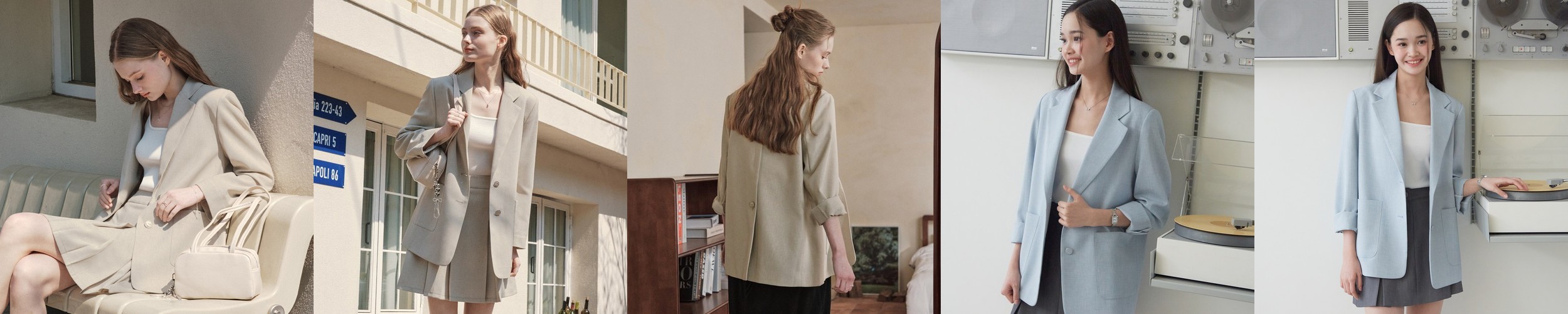 스웨이드 루즈핏 여성 테일러드 하프 클래식 브라운 자켓