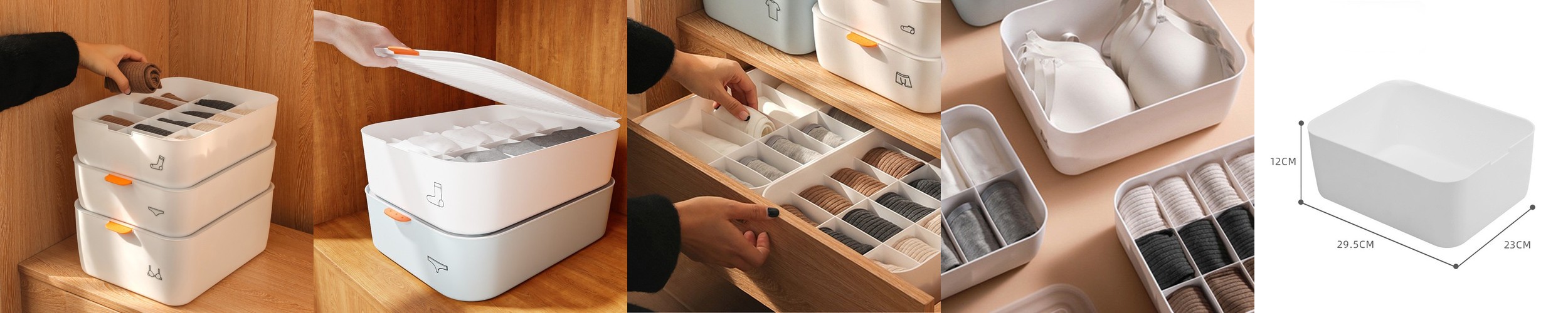 [단독] [1+1+1] 뚜껑포함 속옷정리함 속옷 서랍장 브래지어 보관함 양말정리함 3종세트