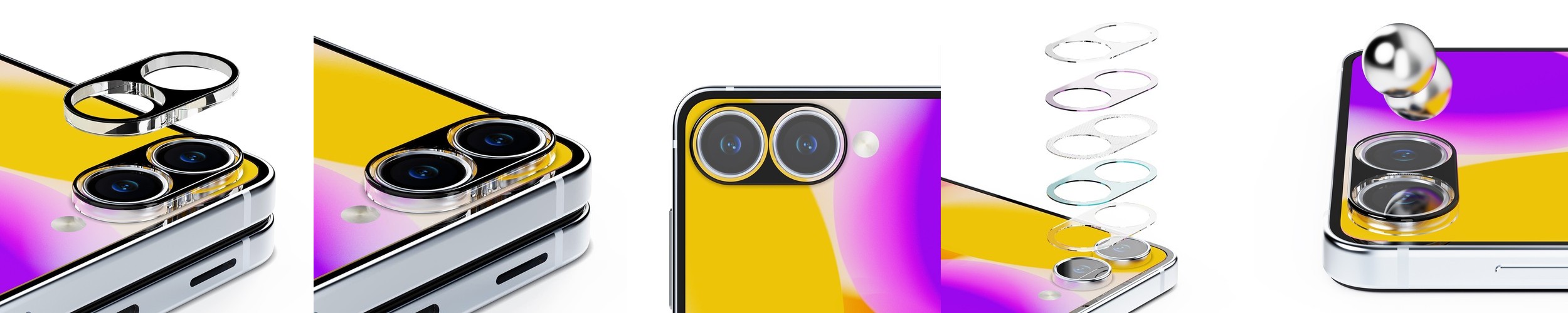 아이엠듀 카메라 보호 필름 풀커버 강화유리 빛번짐 방지 블랙 아이폰14프로/14프로맥스 공용, 2매입