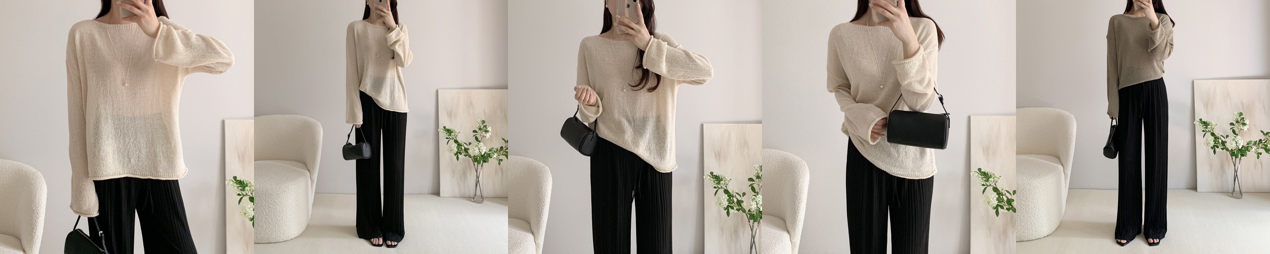 여름긴팔니트 시스루니트 부클니트