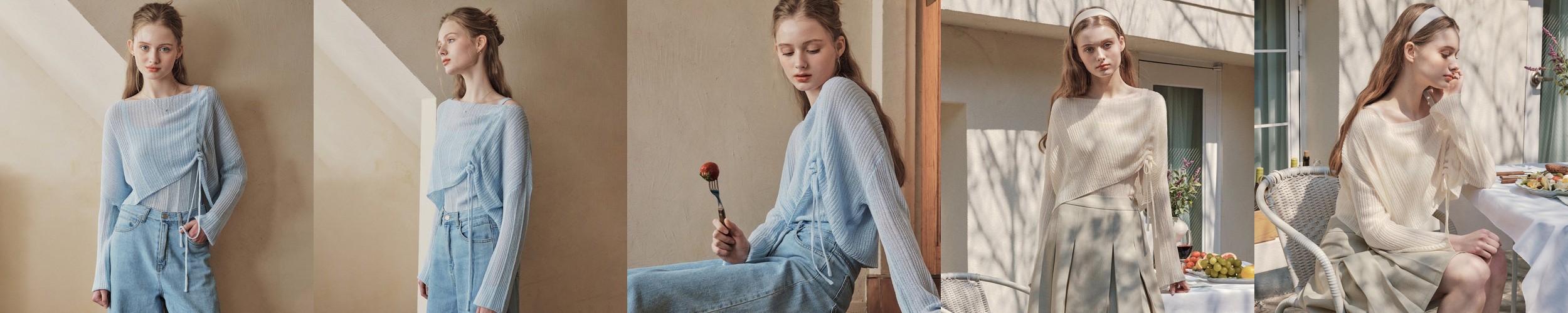 로엠 카라 반팔 가디건 RMCKE37RT2