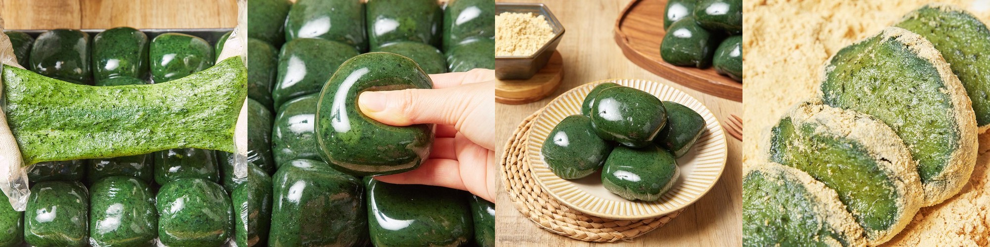 고소한 흑임자가루가 듬뿍 들어간 흑임자 콩달떡 콩쑥개떡