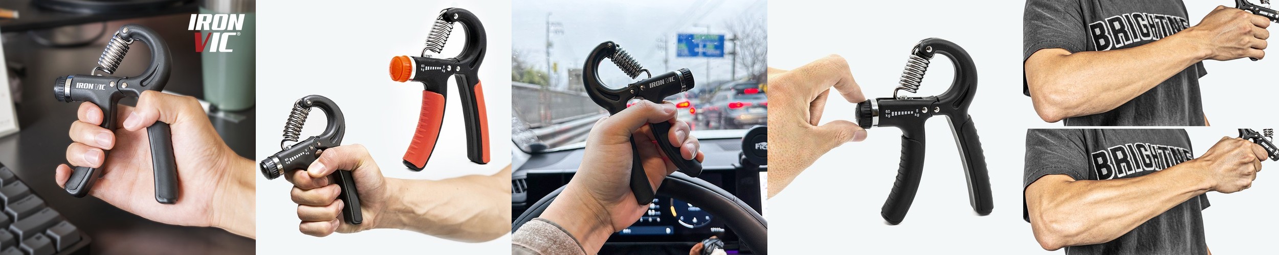 프로핏 악력기 5-60Kg 강도조절 손 압력기 완력기 측정기 악력 손가락 재활 일반형올블랙