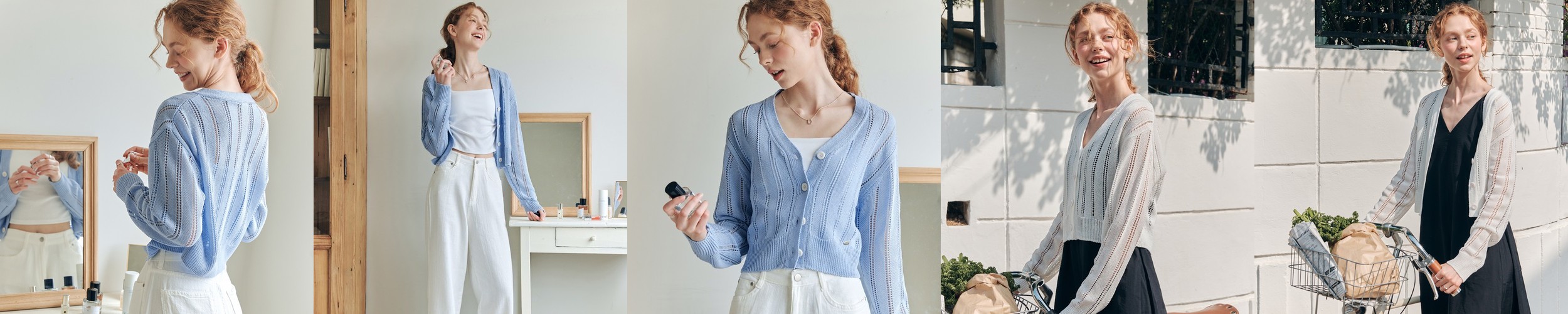 서트 브이넥 골지 니트 크롭 가디건 1col 봄 여름 레이어드 슬림 썬스크린 제이플로우