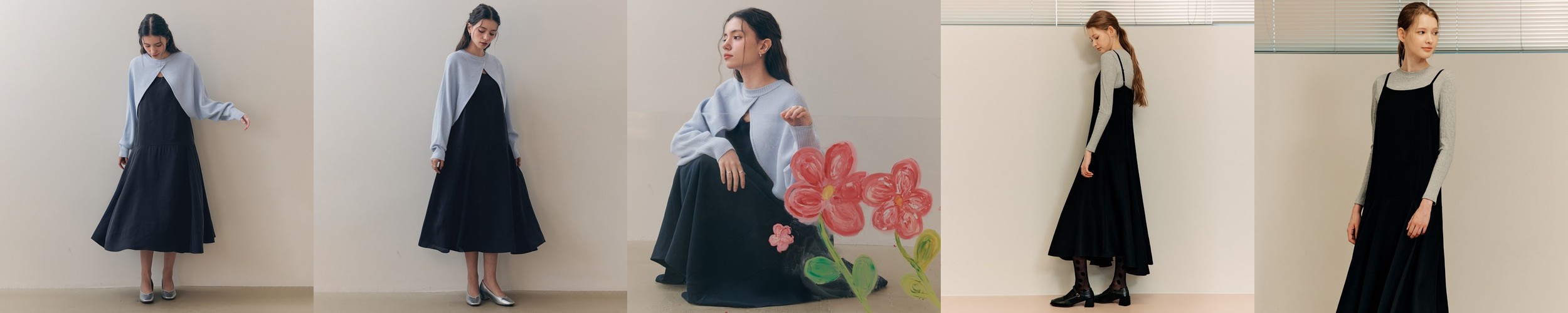 [예약배송4월9일][쥴리앤칼라] 22HS 칼라53 스마일 오션 원피스 레이스 그레이