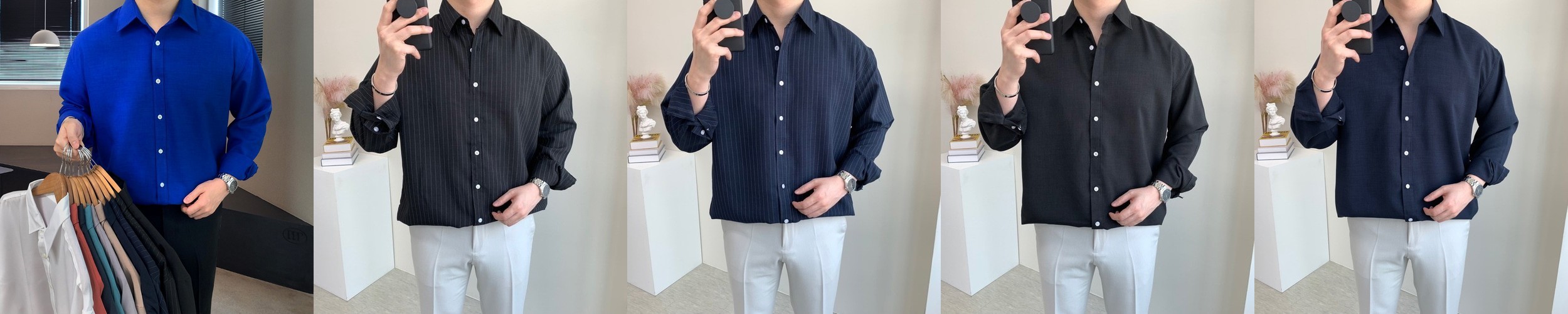 어반트 코튼린넨 링클프리 차이나카라 남자 긴팔셔츠 봄여름용