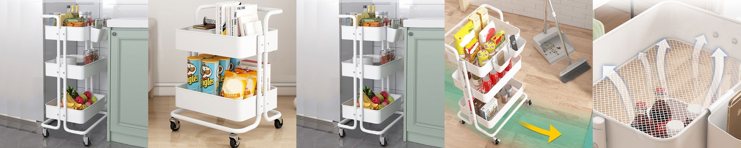 빙그리 회전서랍 트롤리 5단 투명옐로우 8128.1812