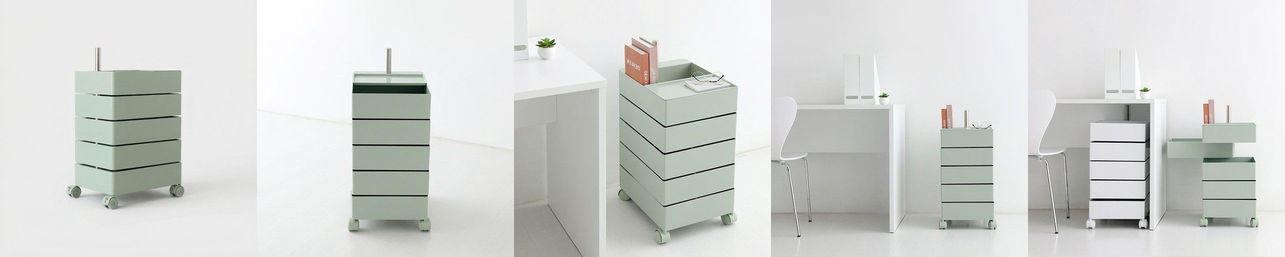 빙그리 회전서랍 트롤리 5단 투명옐로우 8128.1812