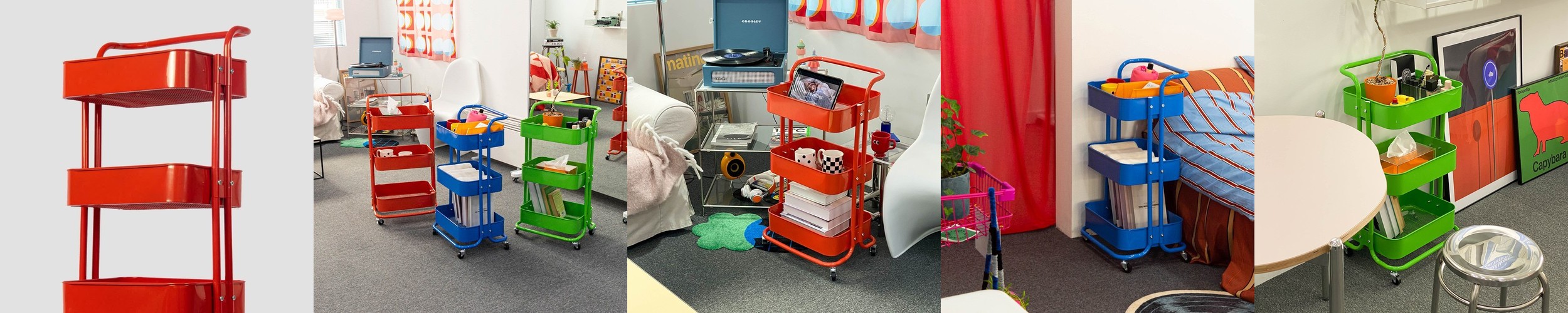 빙그리 회전서랍 트롤리 5단 투명옐로우 8128.1812