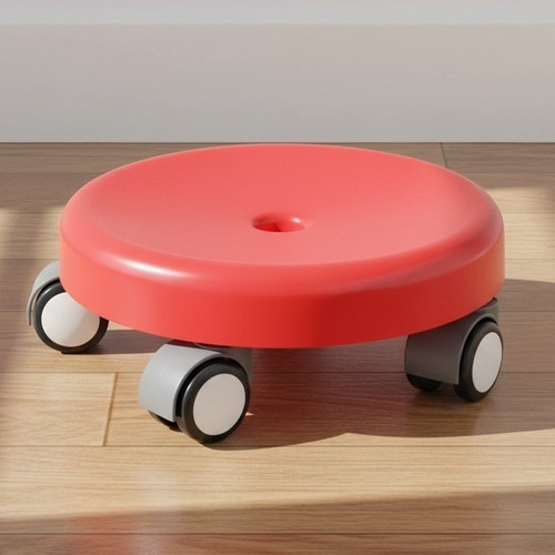 바퀴달린의자 낮은 미니 등받이없는 이동 둥근 원형 이동식 작업의자 그린