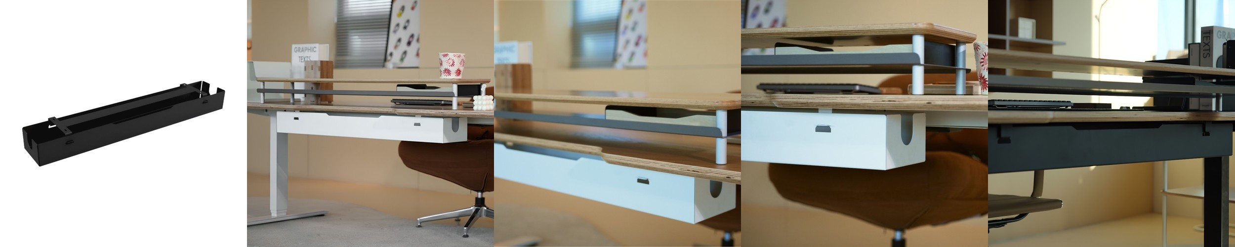 오프레임 스틸슬림서랍장 책상 수납정리함 책상 히든 서랍 트레이 3단 슬라이딩 서랍