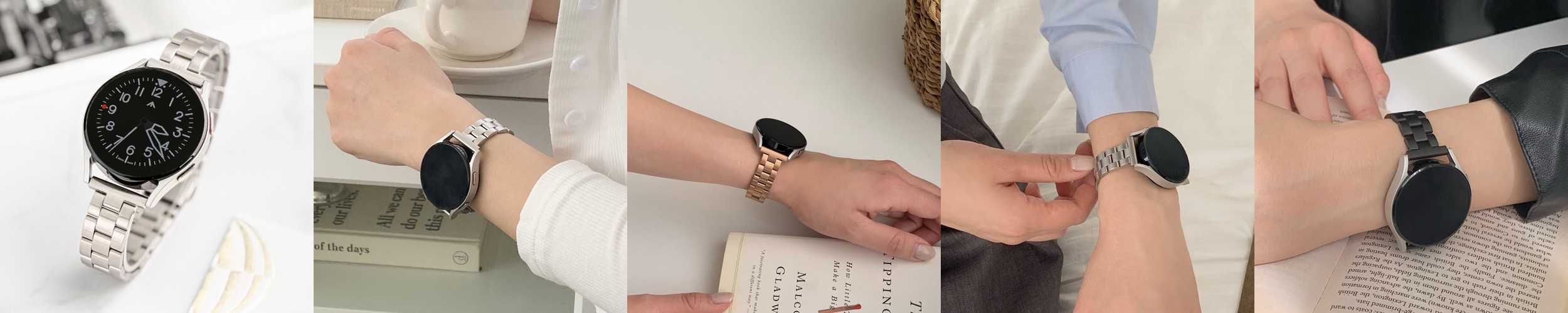 갤럭시 워치 스트랩 밀레니즈 메탈 시계줄 밴드 클래식 갤럭시핏3, 실버