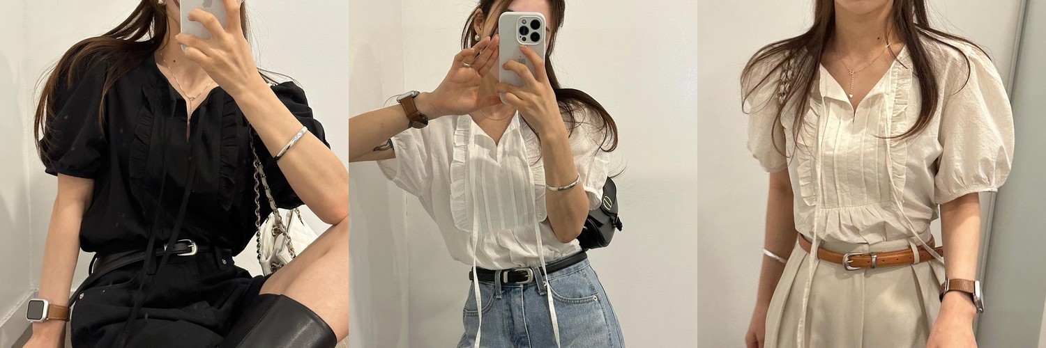 고급 리본 스트링 핀턱 셔링 레이스 프릴 라운드 블라우스 여성 봄 블라우스 화이트 블랙