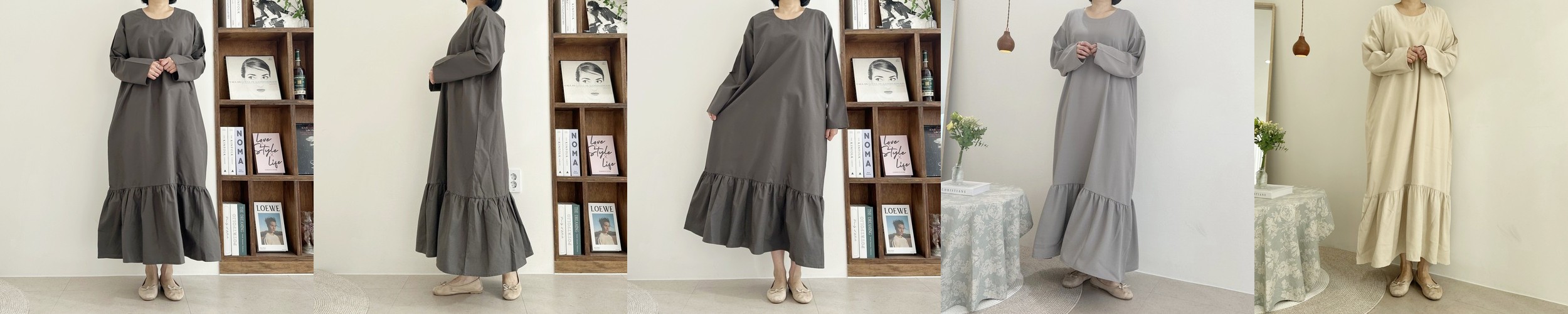 [예약배송4월9일][쥴리앤칼라] 22HS 칼라53 스마일 오션 원피스 레이스 그레이