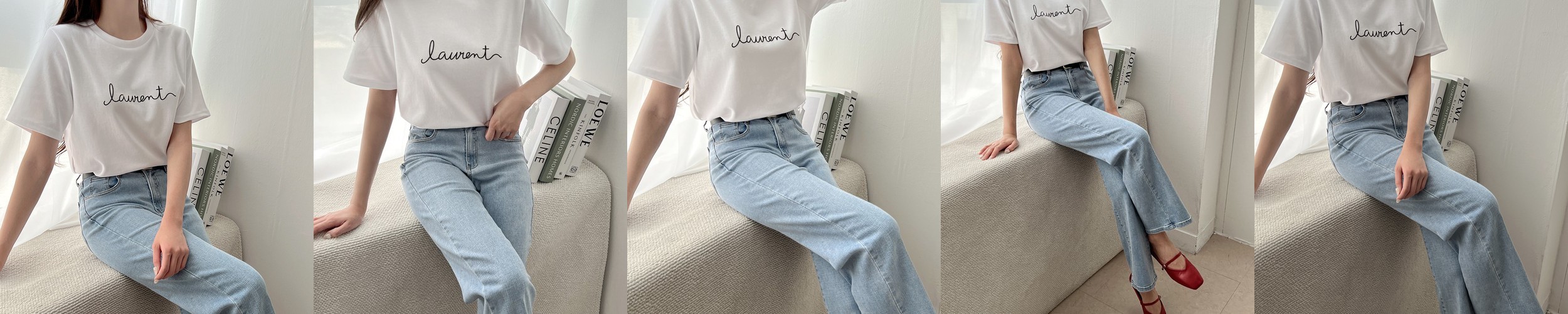 베이직하우스 면 20수 무지 라운드 티셔츠