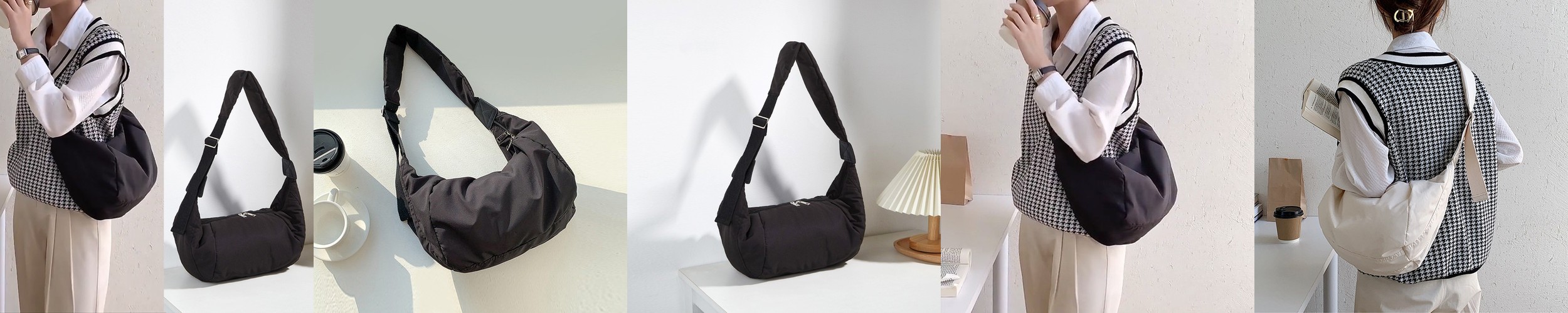 [비아모노] 트루비 스트링 크로스백 데일리 여행용 나일론 가벼운 숄더백