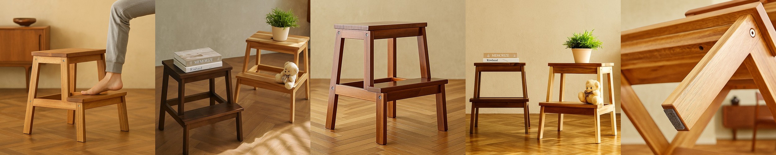 볼로 가정용 접이식 사다리 – 세차 안전 이동식 광폭 발판 계단 2단