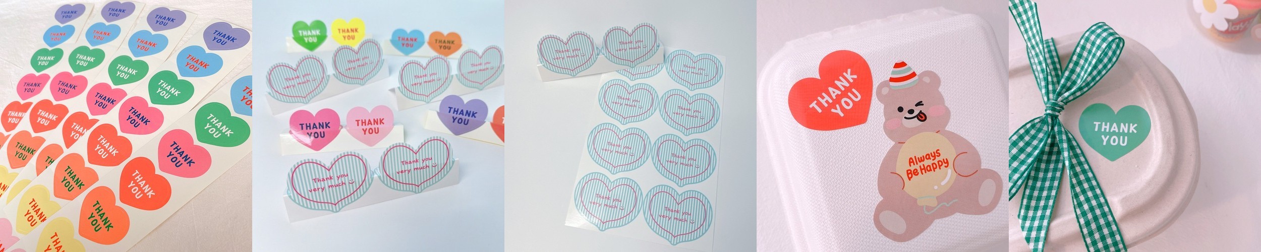 데이지 스마일 스티커 200p 답례품 구디백 선물 포장 스마일 롤 스티커