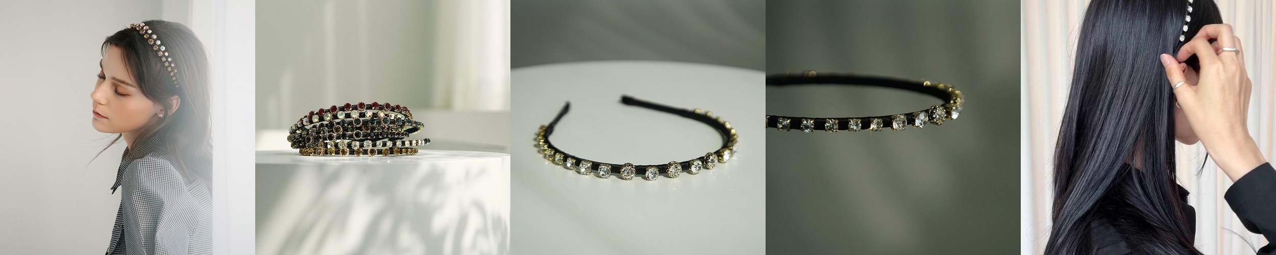 루드 미니멀 크리스탈 헤어밴드 고급 보석 여성 머리띠 7 color L20SSFAC9