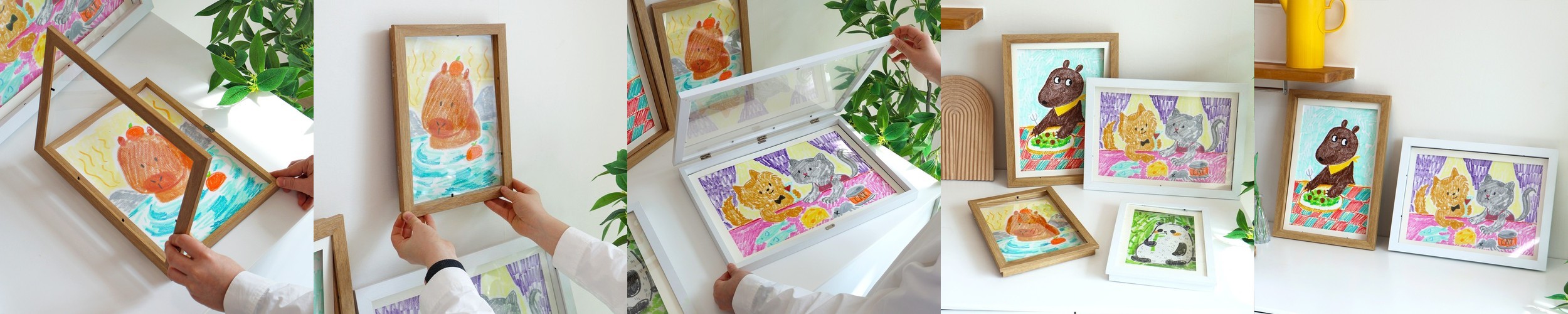 아크릴 원목 액자 웨딩 틀 프레임 우드 주문제작 뉴송프리미엄 오크 a3 사이즈