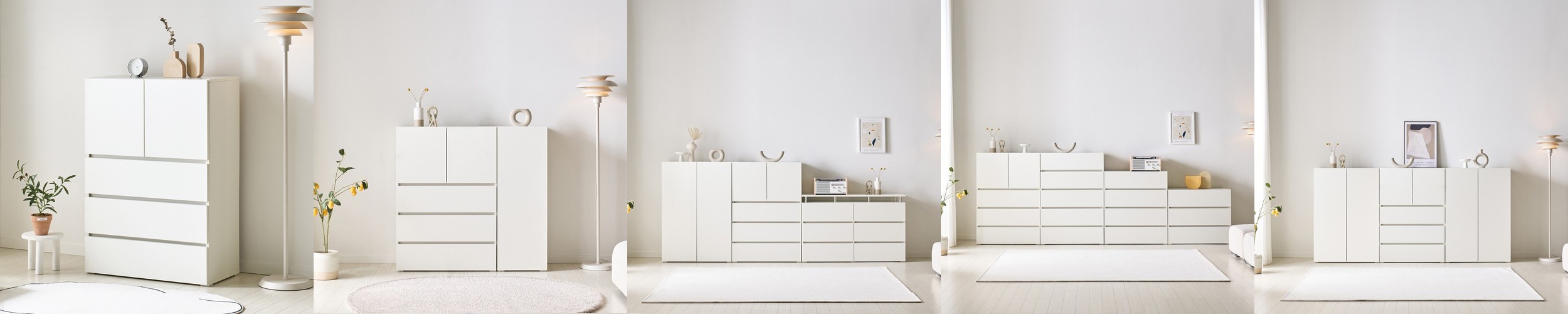 [와이드형] 조아 5단 서랍장 800 (크림화이트) 일반서랍