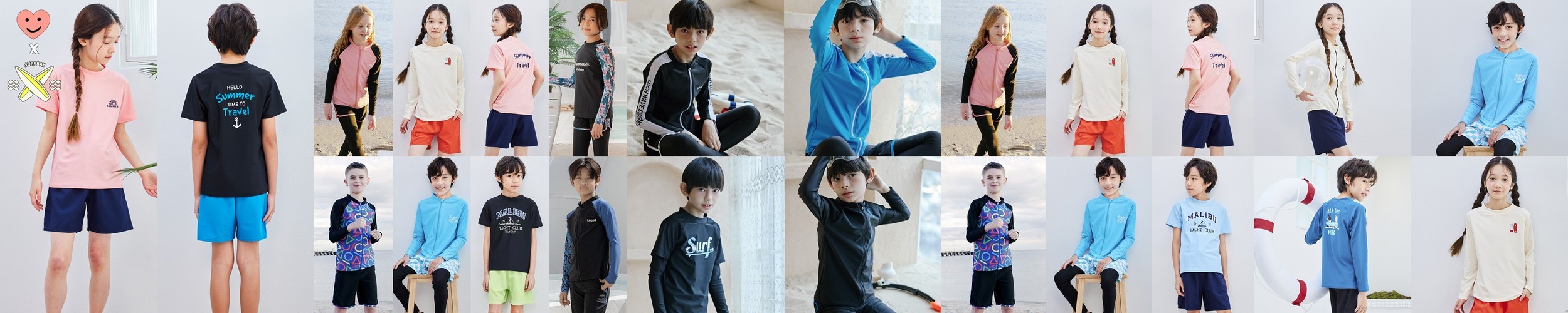 9FX 주니어래쉬가드 심플빅로고 키즈 어린이 초등학생 상하세트