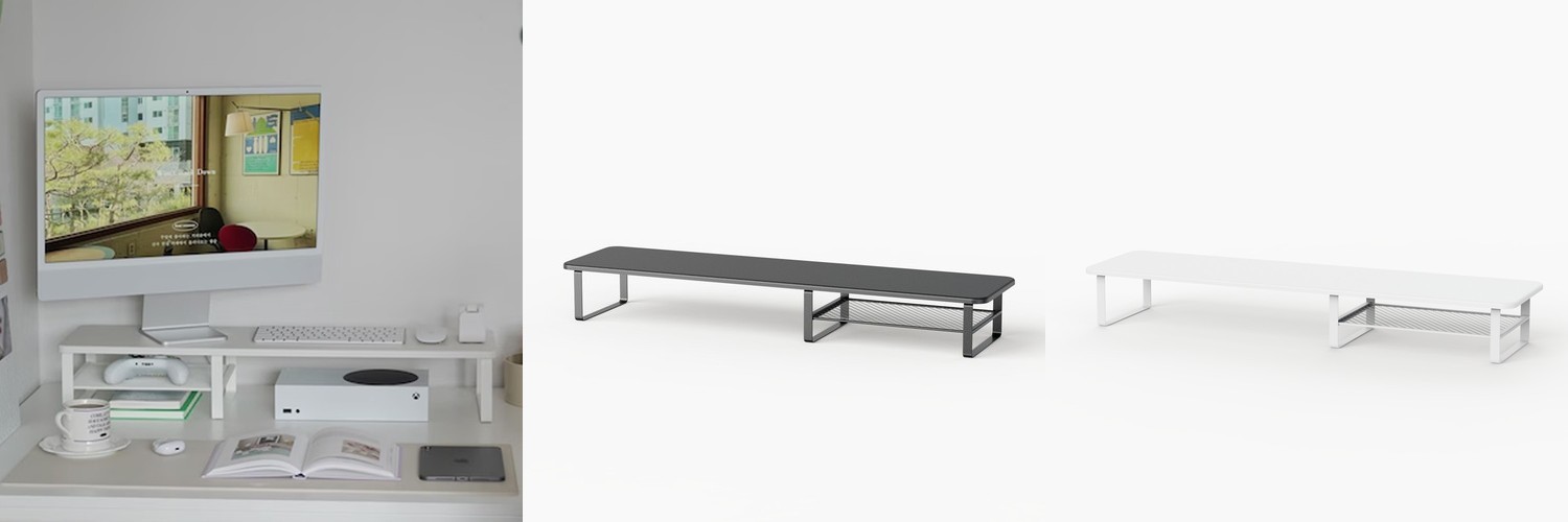 레토 우드+메탈 모니터 받침대 높이 15cm 거치대 모니터선반