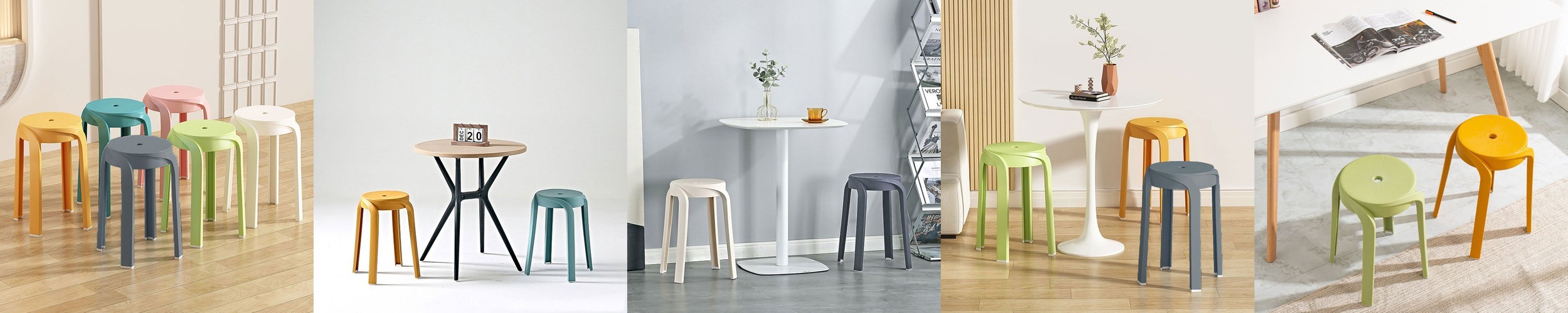 원형 스툴 등받이 낮은 의자 바퀴 달린 스톨 화이트