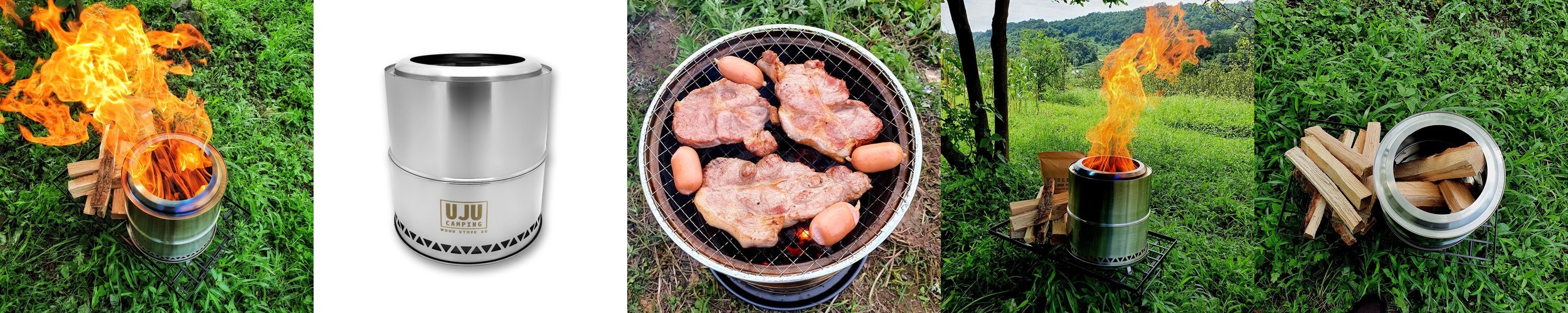 꾸버스 애플 43 바베큐그릴 훈제 원형 법랑 직화 야외 캠핑 펜션 숯불 화로 BBQ 화로대