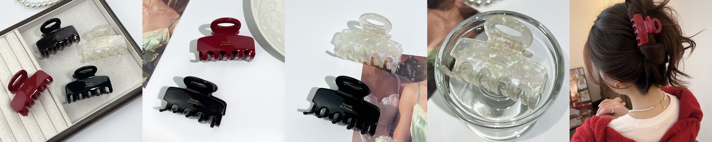 레이스룸 진주 메탈 왕폭 헤어 집게핀 국산 14k골드(도금)+미색진주