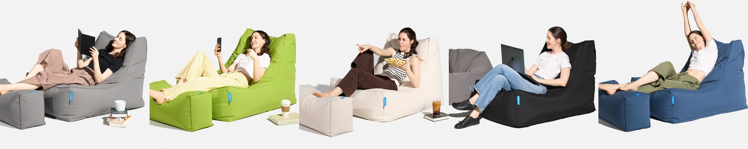 NEW 폴리몰리 LT201 그랜드 1인용 대형 빈백 소파 스판 안락 의자 쿠션 모카무스